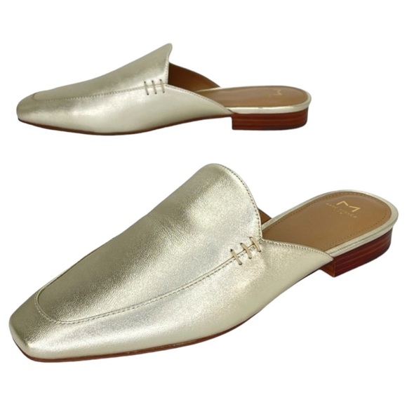 Marc Fisher LTD Pam Gold Leather Metallic Leather Womens Flat Mules Size 6M - Picture 15 of 16